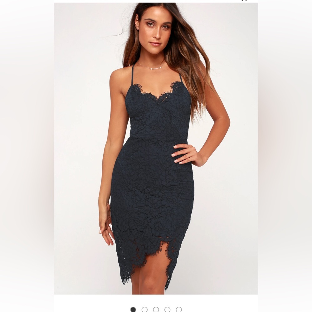 Lulus Flirting With Desire Navy Bodycon Dress